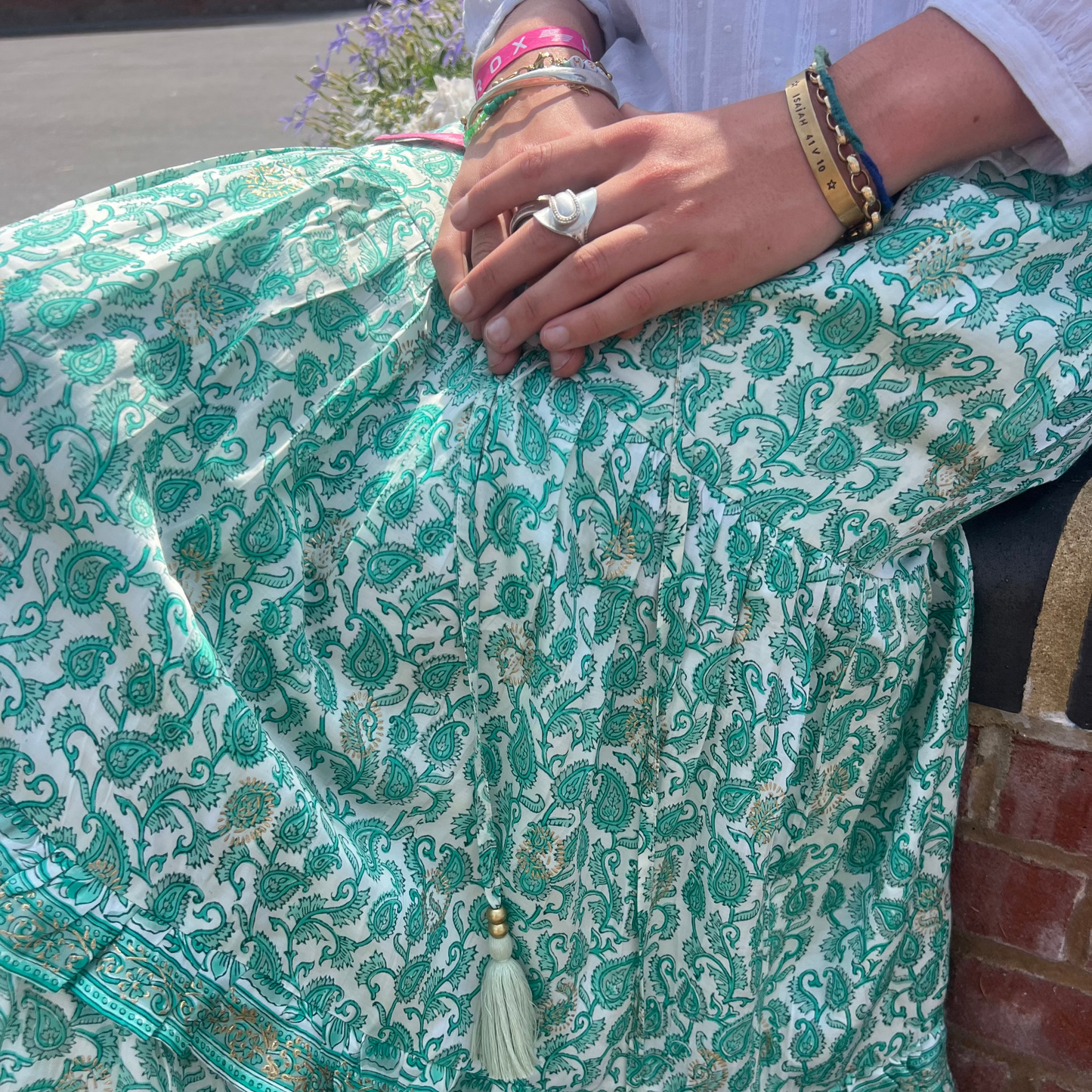 Modal Satin Turquoise Maxi Skirt